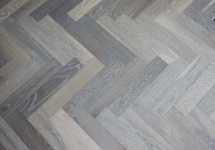 Smoke Grey Brushed UV Oiled Engineered Herringbone Flooring