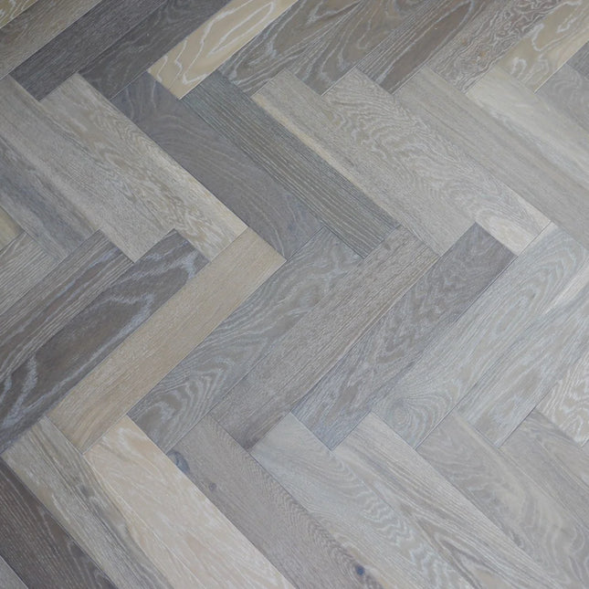 Smoke Grey Brushed UV Oiled Engineered Herringbone Flooring