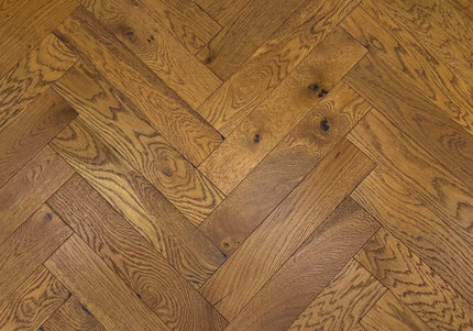Golden Wheat Brushed Lacquered Engineered Herringbone Flooring