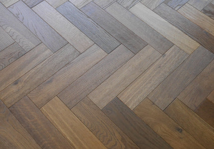 Smoked Brushed UV Oiled Engineered Herringbone Flooring