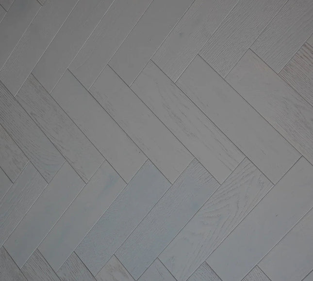 White Brushed Oak Herringbone Flooring | Pukka Flooring