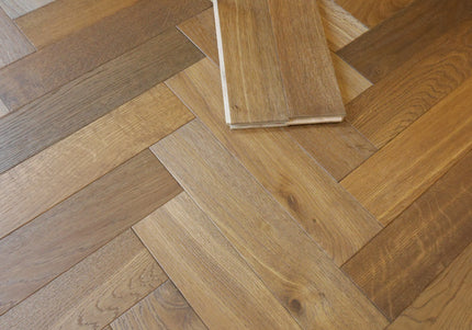 Smoked Brushed UV Oiled Engineered Herringbone Flooring