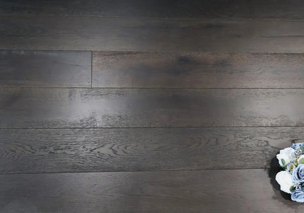 Jet Black Lacquered Engineered Oak Flooring