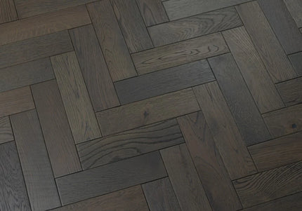 Graphite Grey Matt Lacquered Engineered Herringbone Flooring