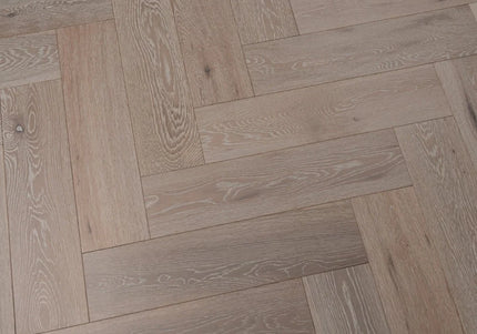 White Washed Brushed Lacquered Click Engineered Herringbone Flooring