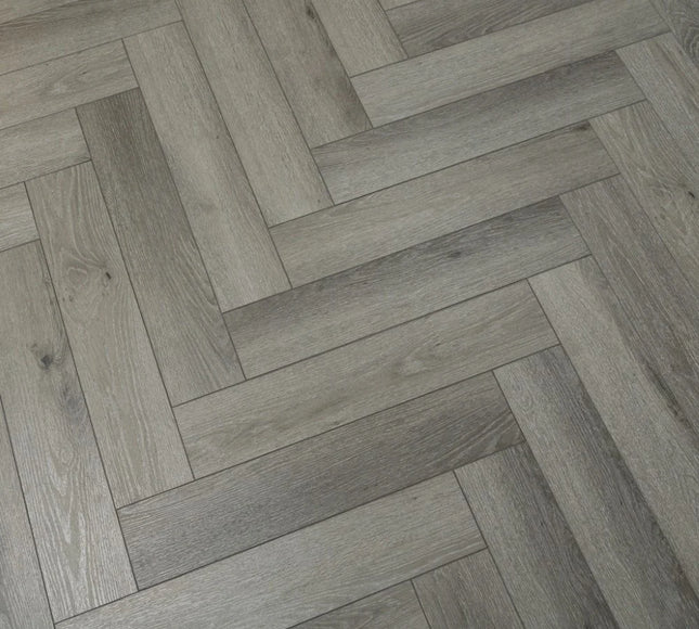 Pearl Grey Waterproof SPC Herringbone Click Flooring