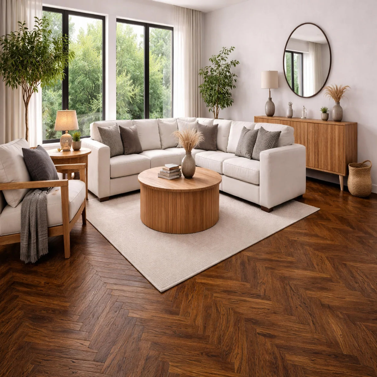 Twilight Timber Smoked Natural Oiled Engineered Herringbone Flooring