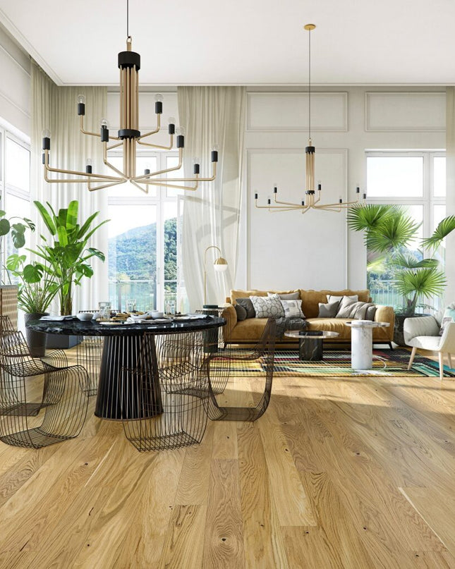 Pukka Flooring Engineered Hardwood – Planked White Oak Brushed & Matt Lacquered 14 x 155mm Long European Engineered Oak 4V Bevel, 2200mm