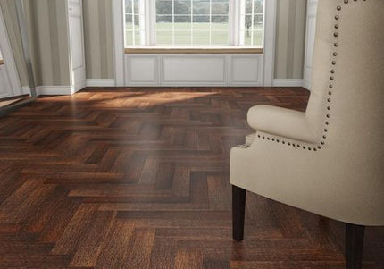 Coffee Herringbone Brushed Engineered Oak 15 x 3 x 120 x600Wood Flooring