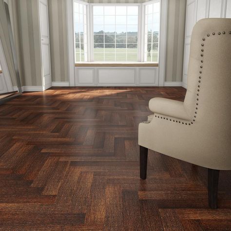 Coffee Herringbone Brushed Engineered Oak 15 x 3 x 120 x600Wood Flooring