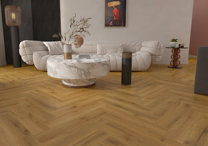Smoked Oak Herringbone Dryback LVT Flooring | Pukka Flooring