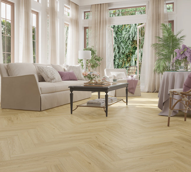 SPC Herringbone – Classic Oak – Traditional Herringbone Layout with Warm Oak Tones | Pukka Flooring