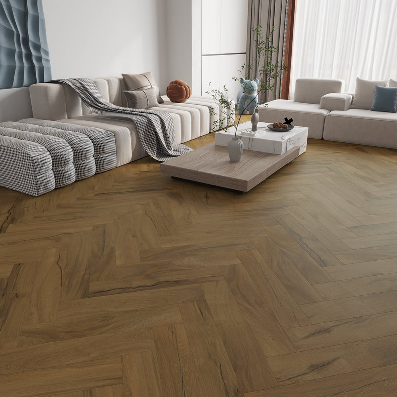 SPC Herringbone – Vintage Walnut – Dark Walnut Finish for Timeless Flooring Style| Pukka Flooring