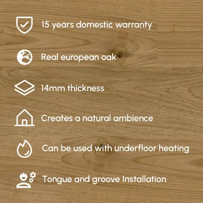 Pukka Flooring Engineered Oak Flooring – 14mm Natural Oak Brushed & Oiled Plank