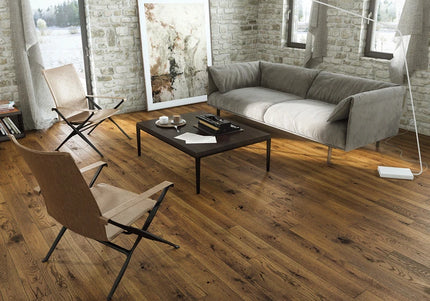 Engineered European Oak Flooring – Deep Smoked Oak Matt Lacquered Nature 14/2.5 x 130 x 1092mm (Välïnge 5G)