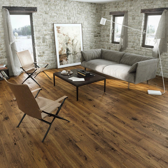 Engineered European Oak Flooring – Deep Smoked Oak Matt Lacquered Nature 14/2.5 x 130 x 1092mm (Välïnge 5G)