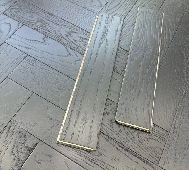 Galaxy Black Engineered Herringbone Flooring | Pukka Flooring