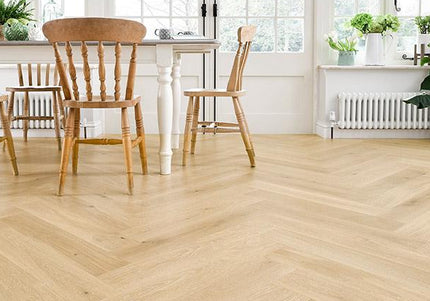 14 x 130mm Herringbone Engineered Oak – Whitened Oak Brushed & Matt Lacquered