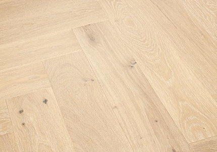 14 x 130mm Herringbone Engineered Oak – Whitened Oak Brushed & Matt Lacquered