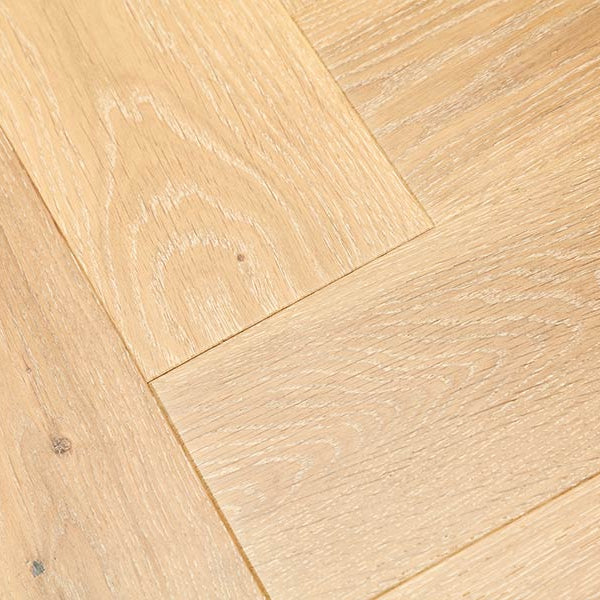 14 x 130mm Herringbone Engineered Oak – Whitened Oak Brushed & Matt Lacquered