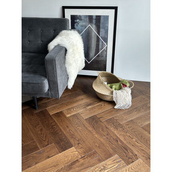 Caramel Brushed Lacquered Parquet Flooring | Pukka Flooring