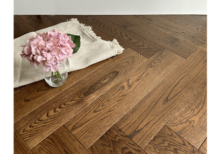 Caramel Brushed Lacquered Parquet Flooring | Pukka Flooring