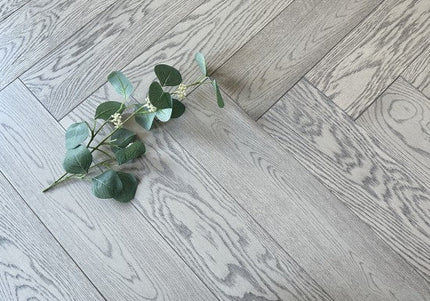 Artemis Grey Brushed Lacquered Parquet Flooring | Pukka Flooring