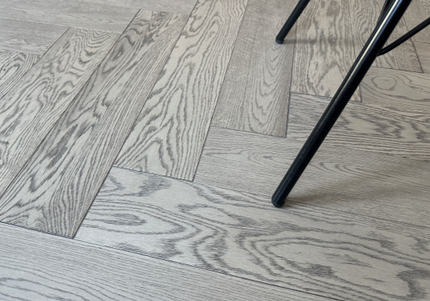 Artemis Grey Brushed Lacquered Parquet Flooring | Pukka Flooring