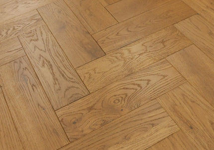 Golden Smoke Solid Oak Herringbone Flooring | Pukka Flooring