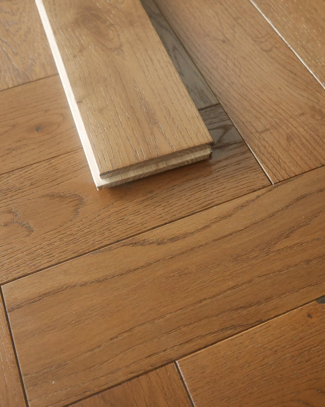 Golden Smoke Solid Oak Herringbone Flooring | Pukka Flooring