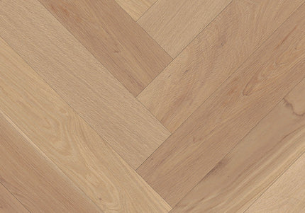 Pukka Flooring Engineered Oak Flooring – 20 x 120mm Engineered Herringbone – Natural Oak Brushed & Unfinished