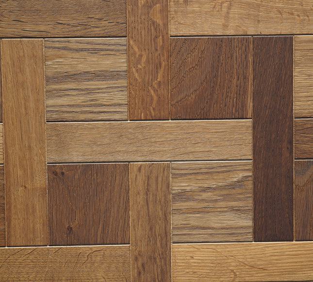 Engineered Wood Versailles Panels – Classic Grade, Brushed Smoked Oiled 15mm x 600mm x 600mm | Pukka Flooring