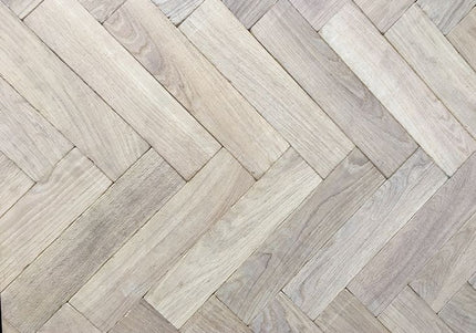 White Washed Herringbone 15mm x 120mm x 600mm