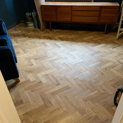 Natural Brushed Lac Engineered Herringbone Flooring - Pukka Flooring