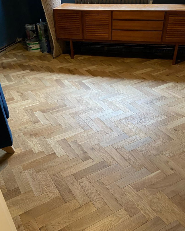 Natural Brushed Lac Engineered Herringbone Flooring - Pukka Flooring