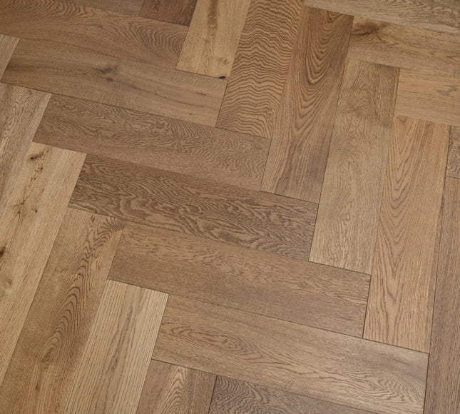 Herringbone Engineered Wood Flooring – Oak, Smoke Stain B&O – DIY Box Flooring | Pukka Flooring