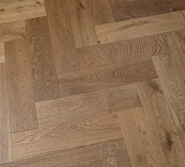 Herringbone Engineered Wood Flooring – Oak, Smoke Stain B&O – DIY Box Flooring | Pukka Flooring