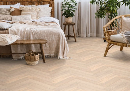 Brushed White Herringbone Oak Engineered Wood Flooring | Pukka Flooring