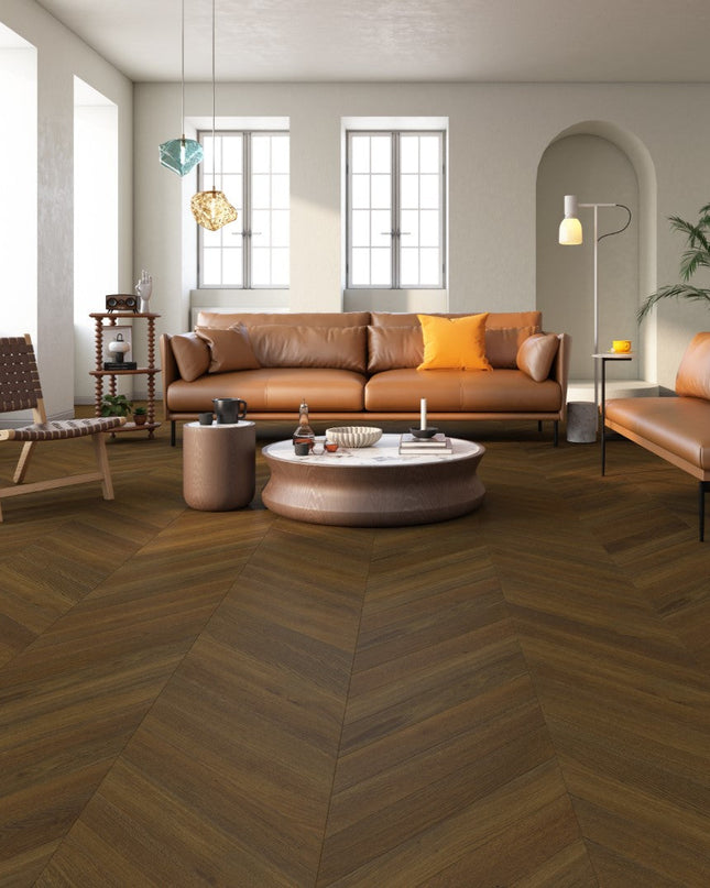 Dark Brown Chevron Engineered Wood Flooring | Pukka Flooring