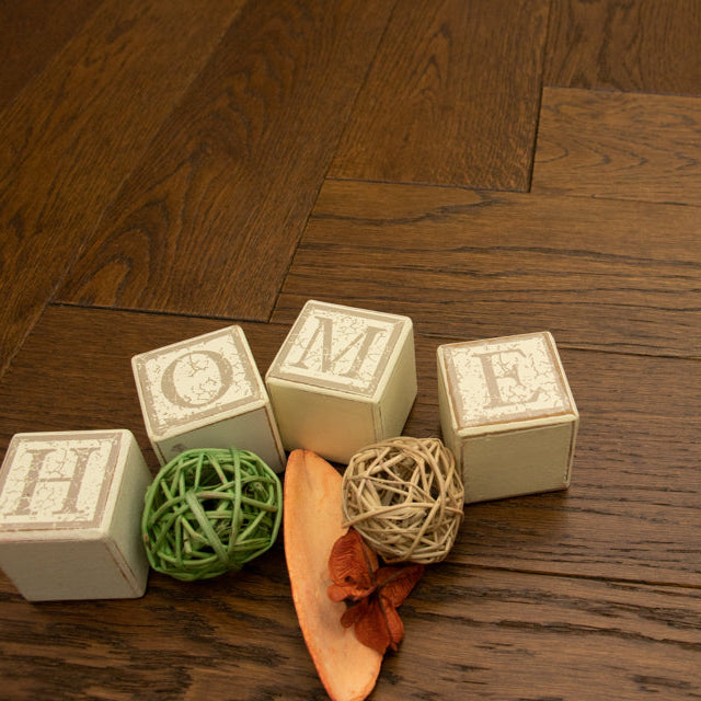 Coffee Brushed Lacquered Parquet Flooring | Pukka Flooring