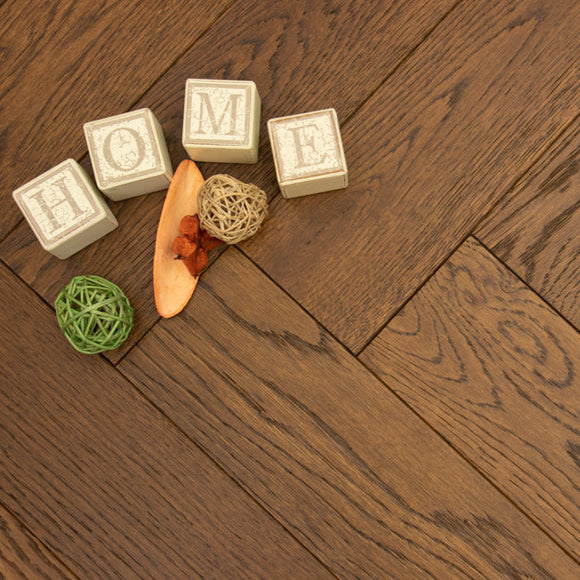 Coffee Brushed Lacquered Parquet Flooring | Pukka Flooring