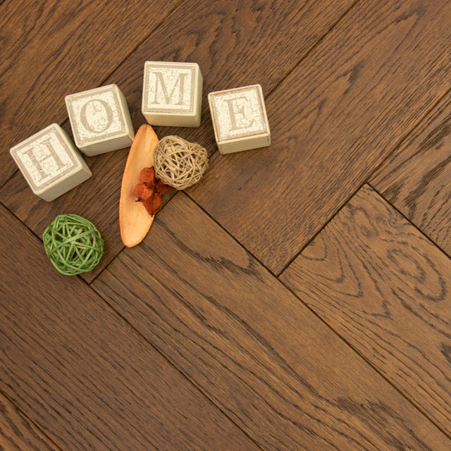 Coffee Brushed Lacquered Parquet Flooring | Pukka Flooring
