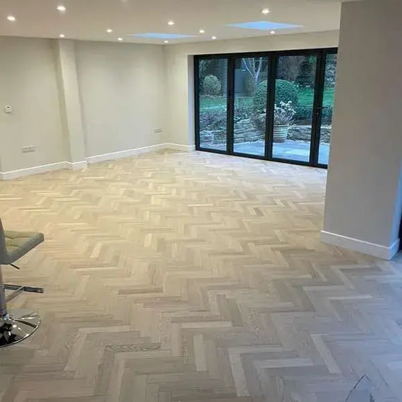 Raw Oak Brushed Lacquered Parquet Flooring | Pukka Flooring