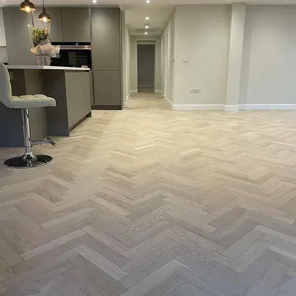 Raw Oak Brushed Lacquered Parquet Flooring | Pukka Flooring