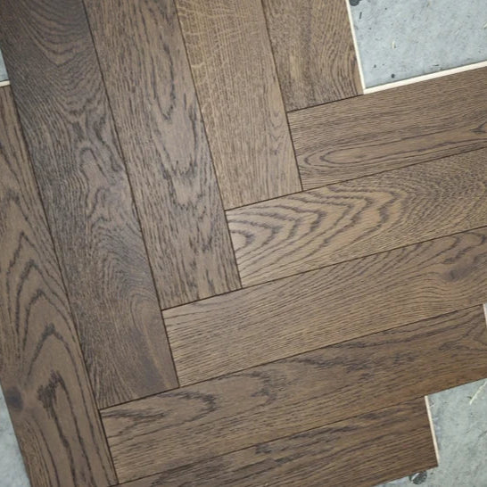 Dark Brown UV Oiled Engineered Oak Herringbone Flooring | Pukka Flooring