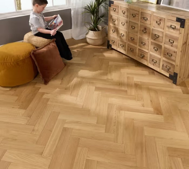 Natural Brushed Oak Herringbone Flooring | Pukka Flooring