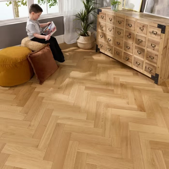 Natural Brushed Oak Herringbone Flooring | Pukka Flooring
