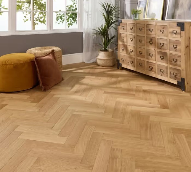 Natural Brushed Oak Herringbone Flooring | Pukka Flooring