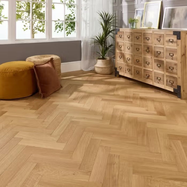 Natural Brushed Oak Herringbone Flooring | Pukka Flooring