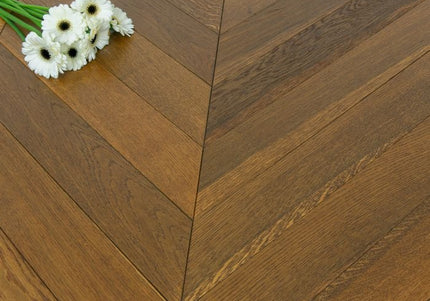 Smoked Unfinished Oak Chevron Engineered Flooring | Pukka Flooring